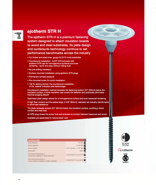 Special Insulation Fasteners with Washer for steel and wood substructures, screw diameter #14, Torx drive, total length 4-3/4" - Discontinued. No returns.